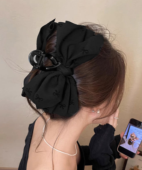 リボンヘアクリップ ビッグリボンバレッタ レディース 大きめ 大人上品クリップ オフィスカジュアル 髪飾り 韓国風 ヘアアクセサリー 結婚式 女子会 簡単まとめ髪 92JC-001